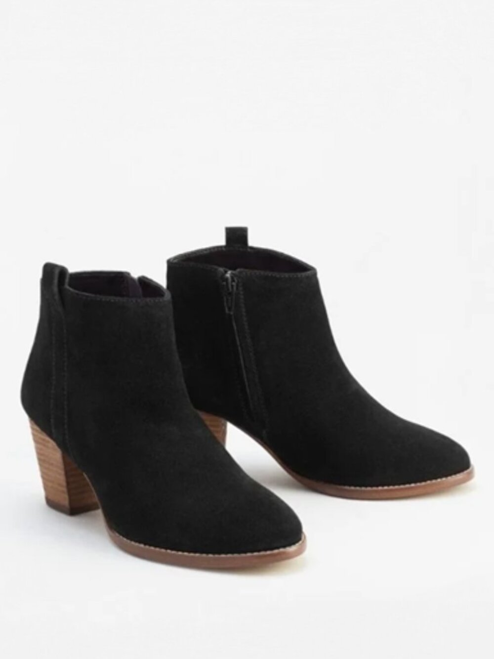 Mango Black Suede Block Heel Ankle Boots - Size 37 / 6.5